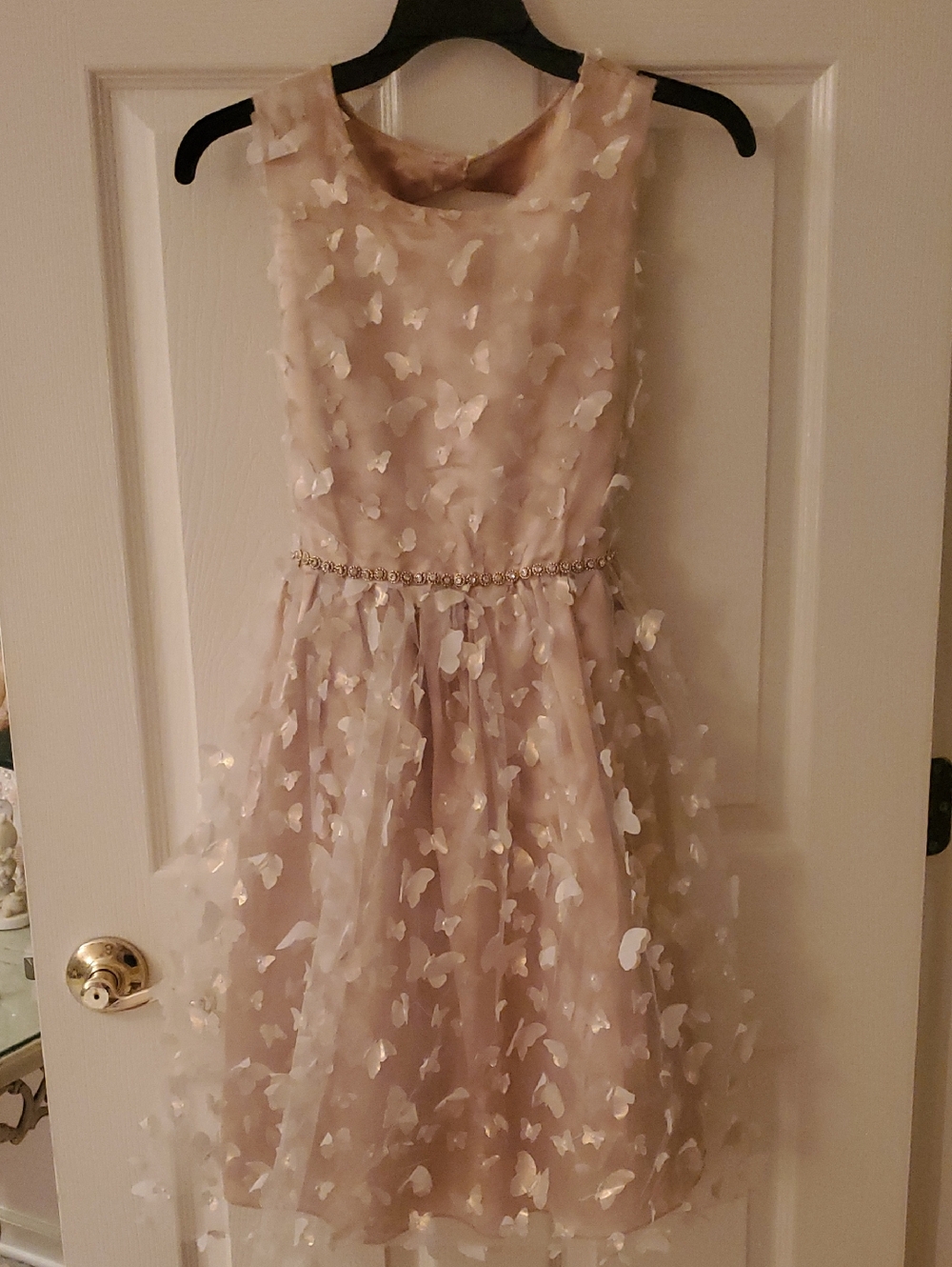 Spechless Girls' Tan Butterfly Tulle Party Dress Size 16
